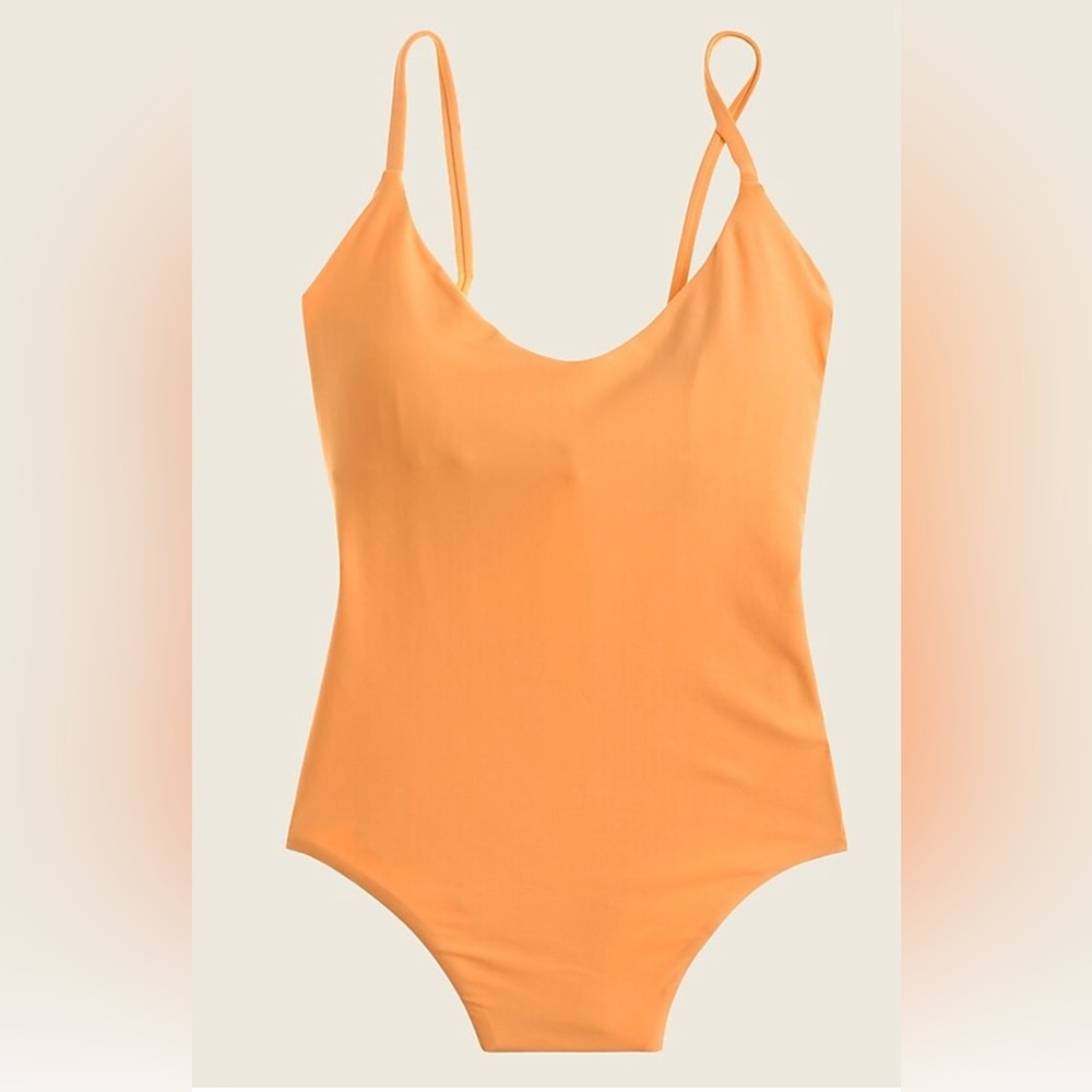 J.Crew Rounded V-neck One-piece Swimsuit (Warm Clementine) - Size 8